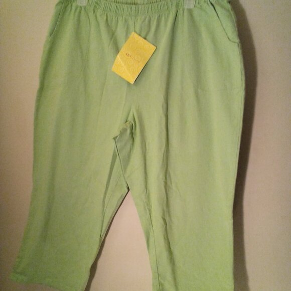 Denim & Co Capri Pants Women 3X Pull On Elastic Pockets Green - Picture 3 of 14